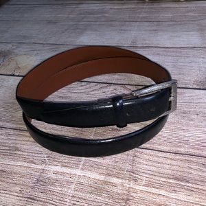 Jos. A. Bank Black Leather Belt with Silver Buckle
